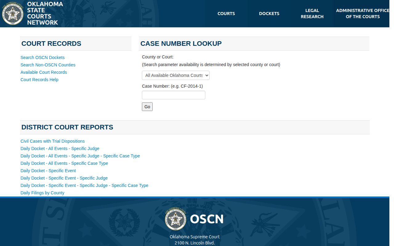Kay County arrest record OSCN docket search